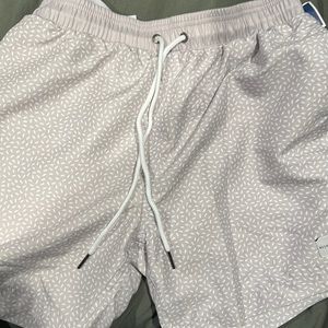 grey white bathing suit shorts